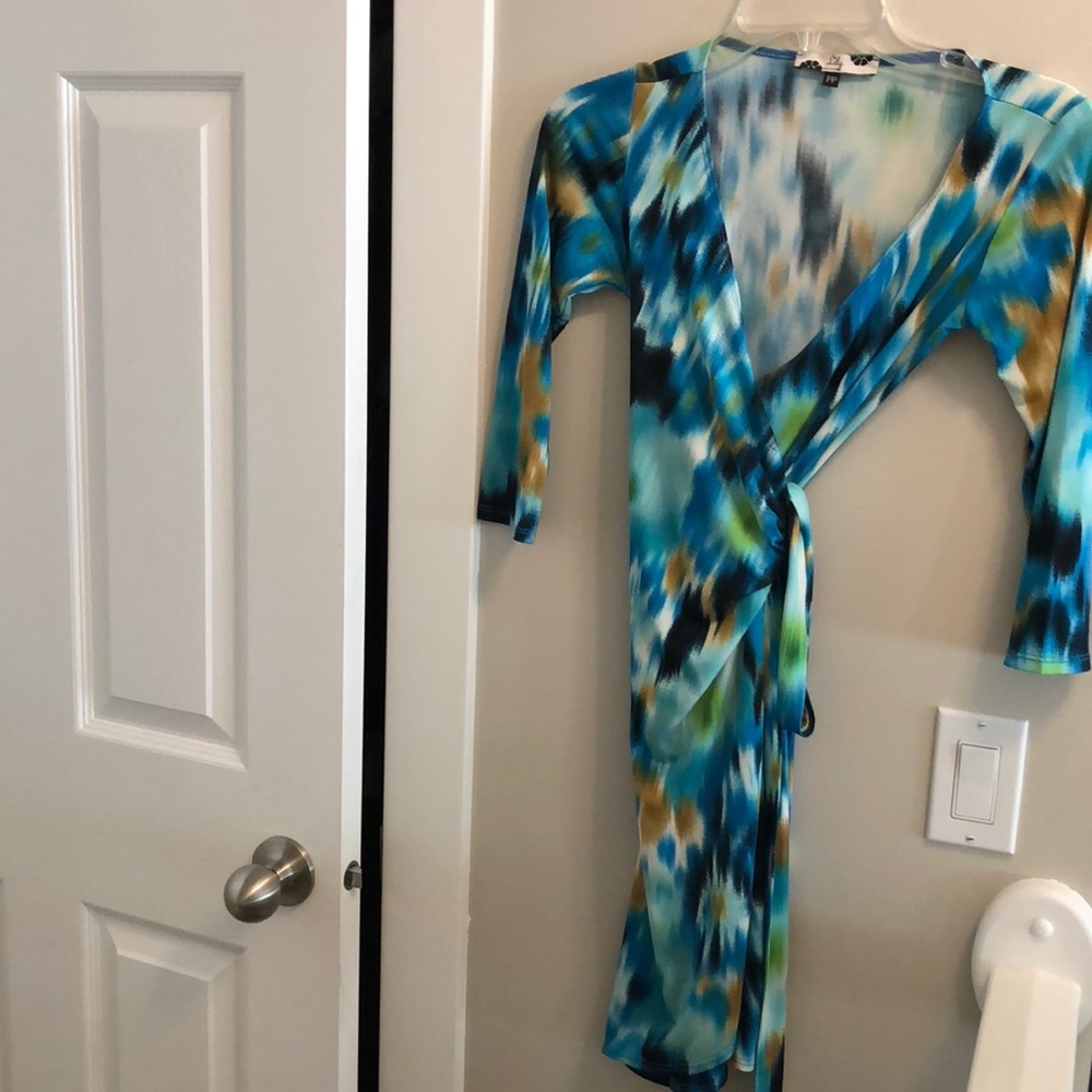 Lily blue pattern side wrap dress